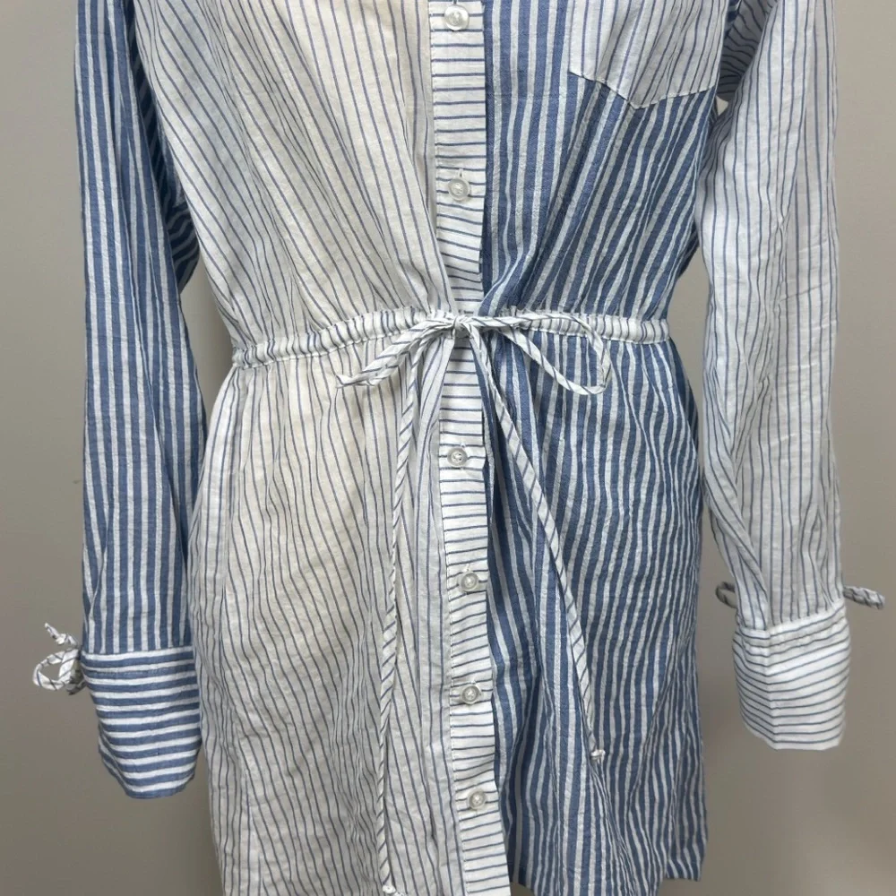 Majorelle Aruba Shirt Dress Women's S Blue White Stripe Long Sleeve  $208